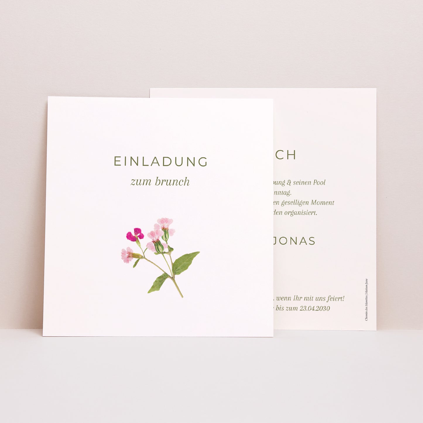 Einladungskarte Hochzeit Quadrat Süße Ernte foto N° 1
