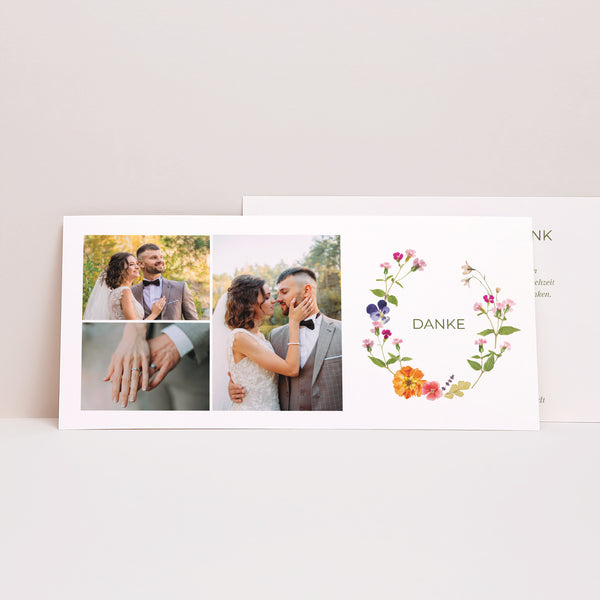 Dankeskarte Hochzeit Panoramische Landschaft Süße Ernte foto
