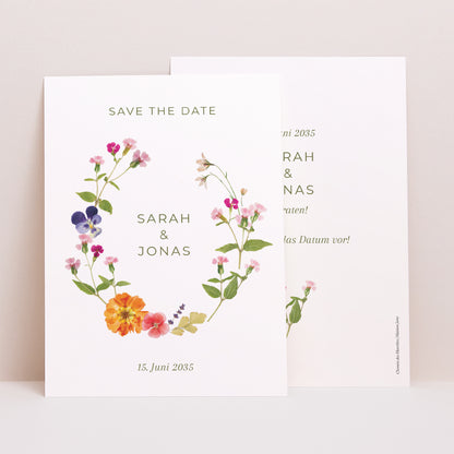 Save the date Karte Hochzeit Porträt Süße Ernte foto N° 1