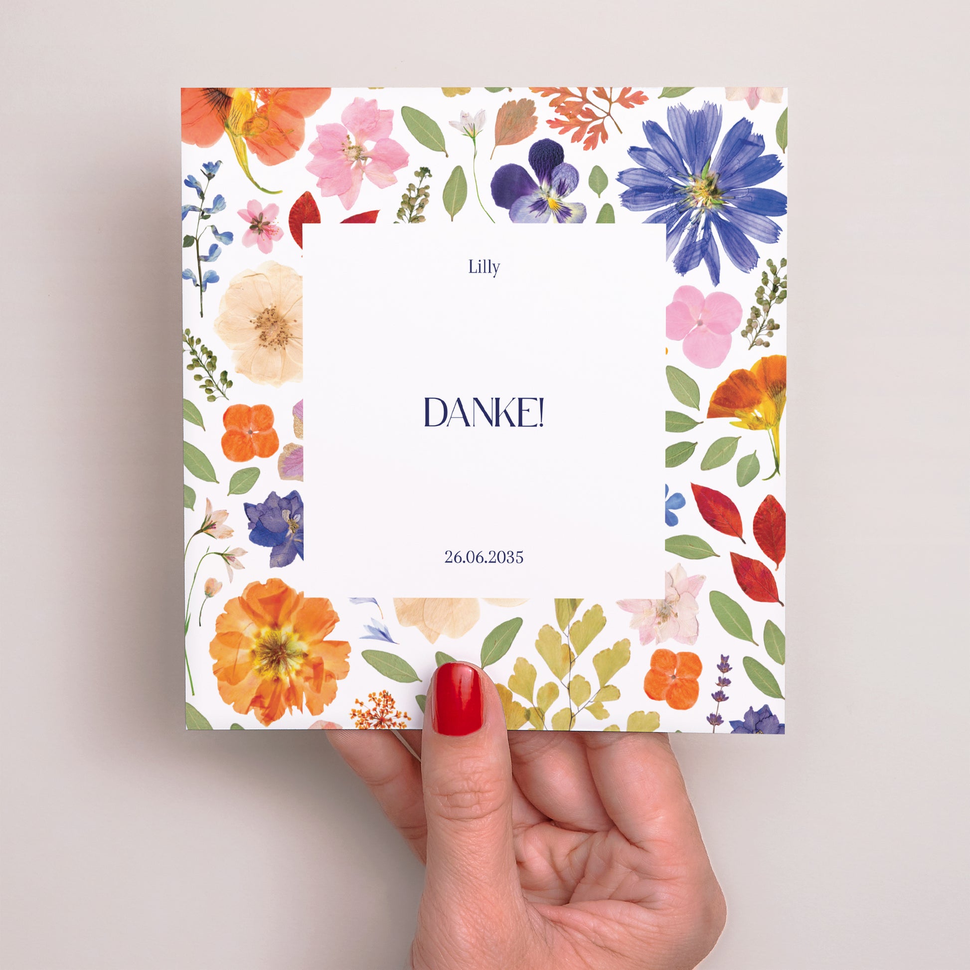 Dankeskarte Geburt Quadrat Das Verzauberte Herbarium foto N° 2