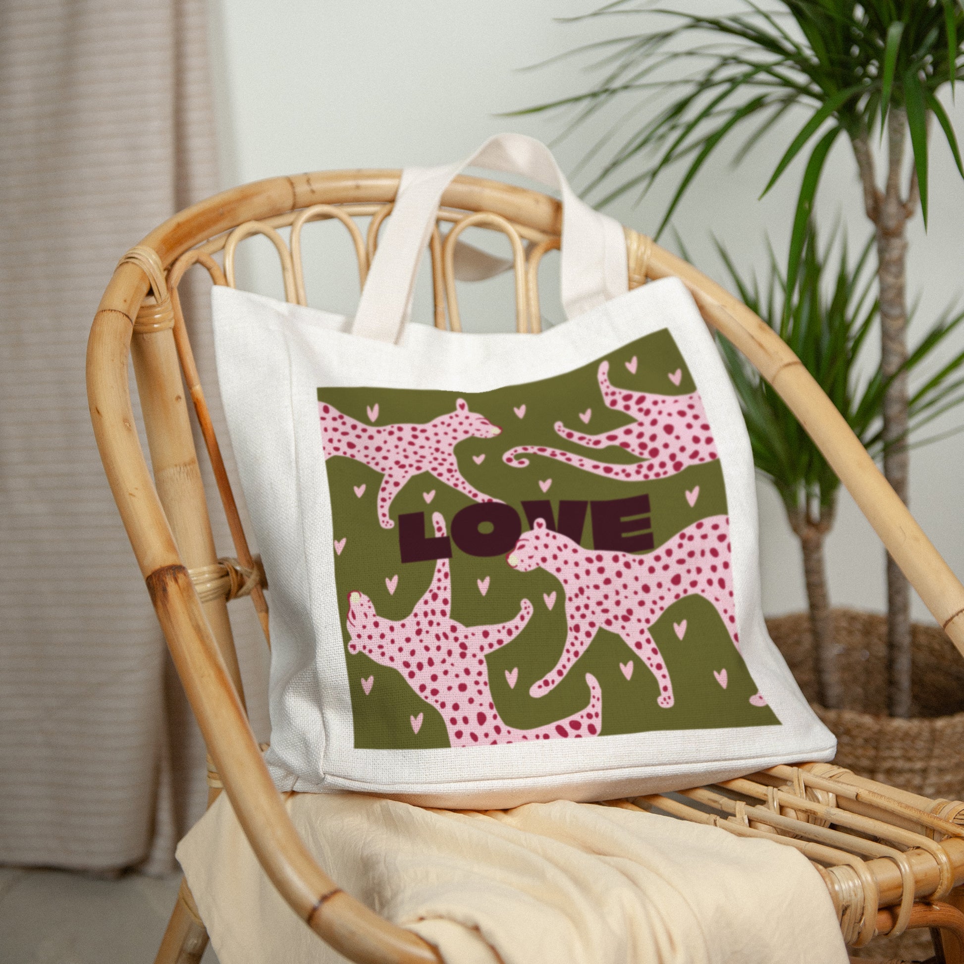 Tote bag Objekte Tragehenkel Leopard Liebe foto N° 2