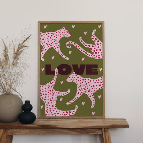 Poster Objekte Porträt 60 x 90 cm Leopard Liebe
