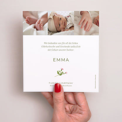 Dankeskarte Geburt Quadrat Ländliche Träumerei foto N° 3