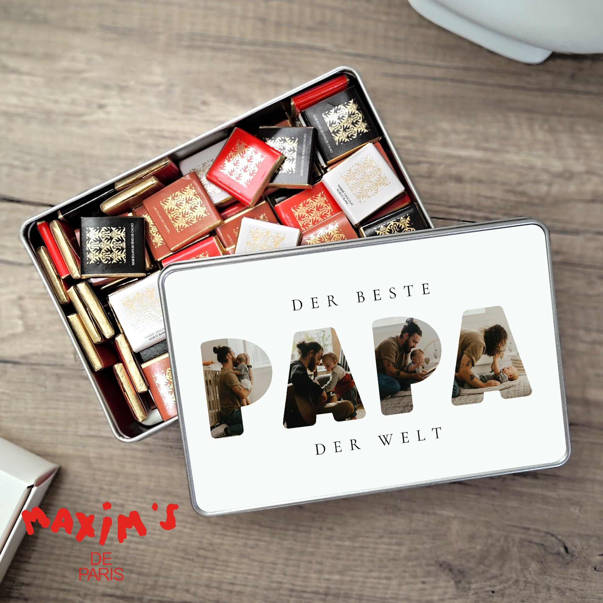Metalldose Objekte rechteck, mit Schokolade gefüllt Papa in Erinnerungen foto N° 1