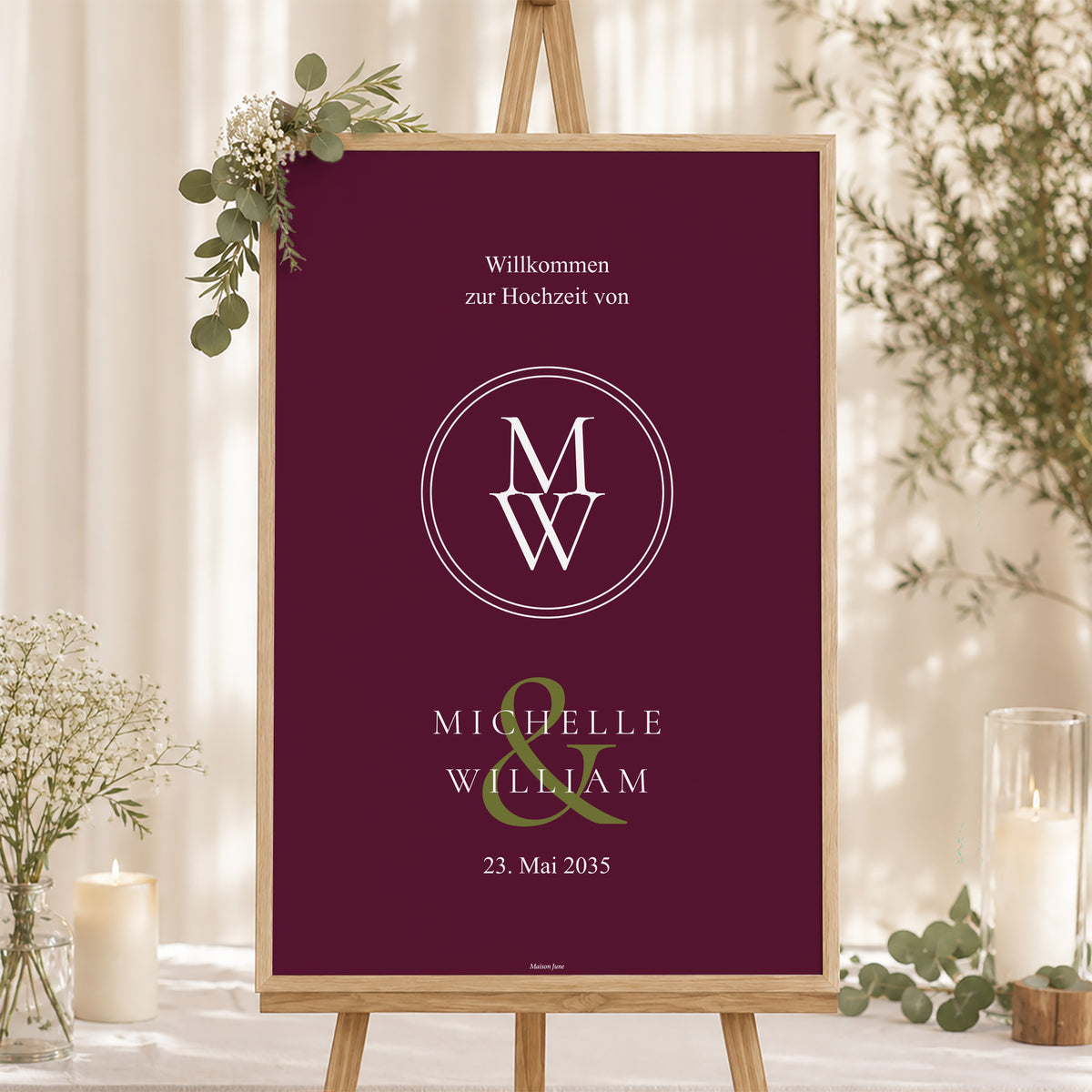Begrüßungstafel Hochzeit Porträt 60 x 90 cm Authentische Romanze foto N° 1