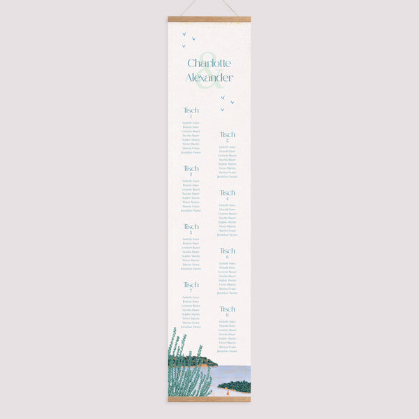 Sitzplan Hochzeit Papier Azurtraum foto