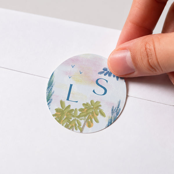 Sticker Hochzeit Rund Provenzalischer Ausflug foto