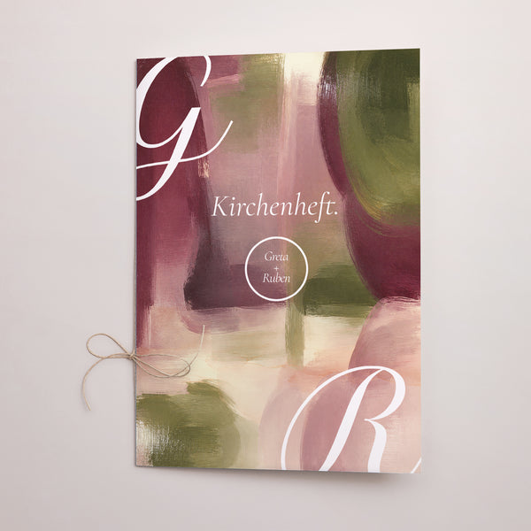 Kirchenheft Hochzeit Doppelflügel Pflaume und Olive foto