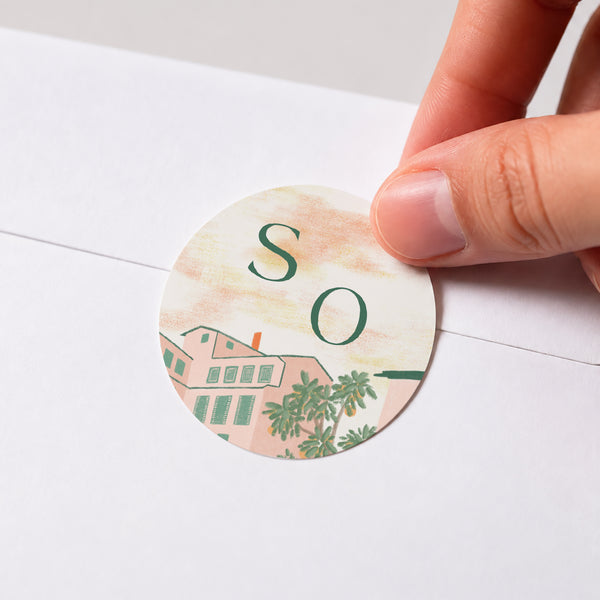 Sticker Hochzeit Rund Fenster zum Süden foto