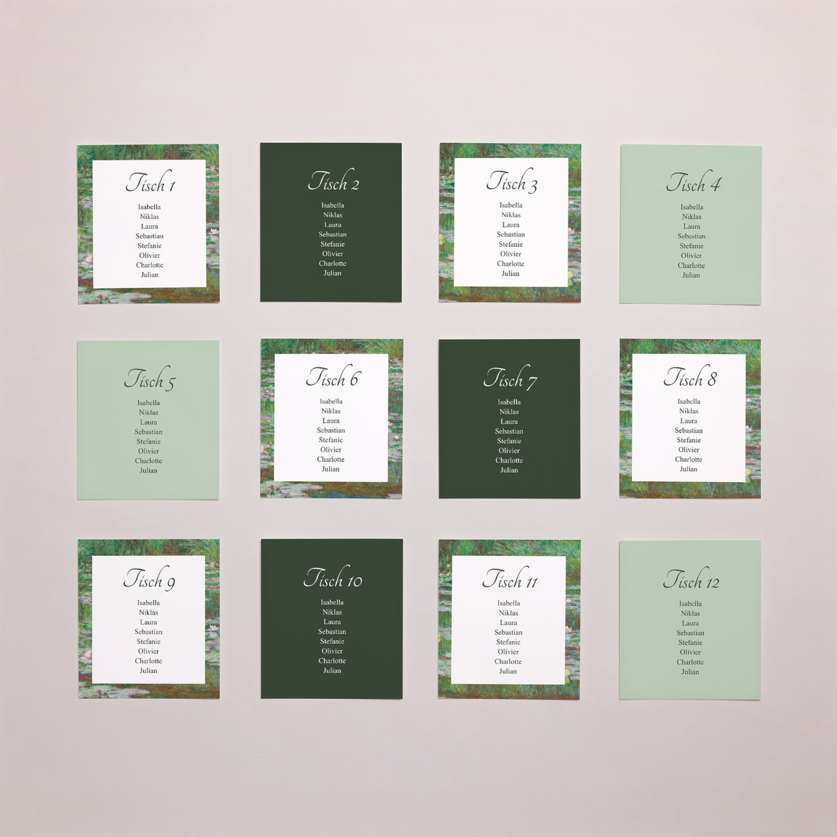 Sitzplan Hochzeit Pack von 12 Träumerei in Giverny foto N° 1