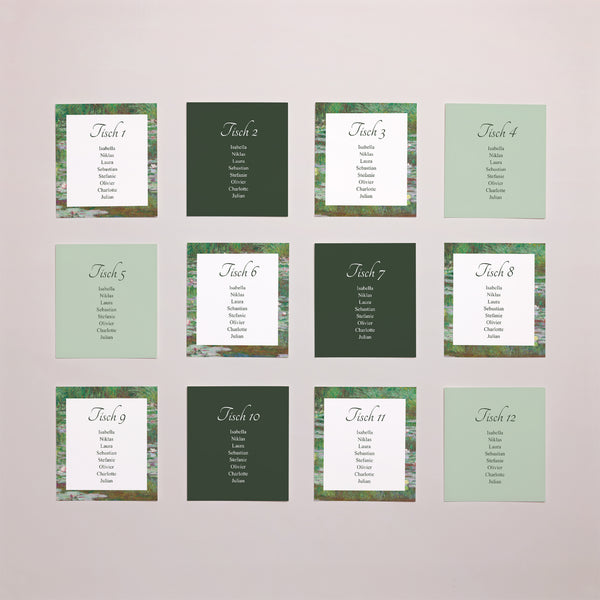 Sitzplan Hochzeit Pack von 12 Träumerei in Giverny foto