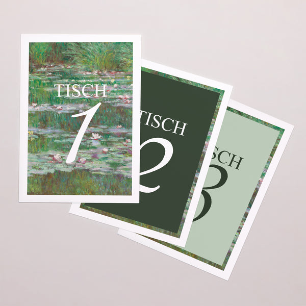 Tischnummern Hochzeit Rechteck Träumerei in Giverny foto