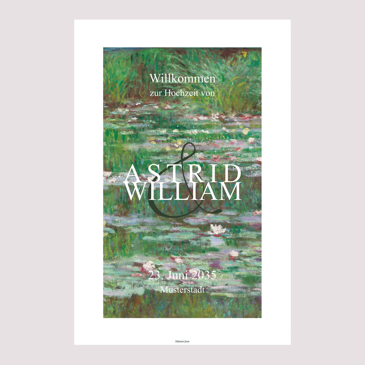 Begrüßungstafel Hochzeit Porträt 60 x 90 cm Träumerei in Giverny foto N° 2
