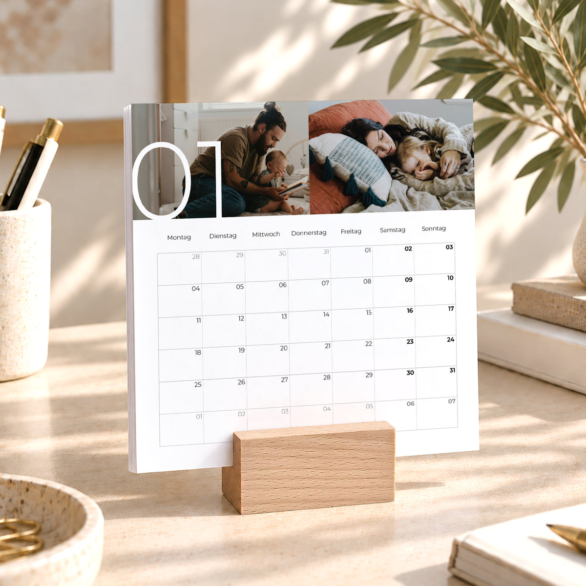 Kalender Weihnachten auf Holzsockel 12 Monate in Bildern foto N° 1