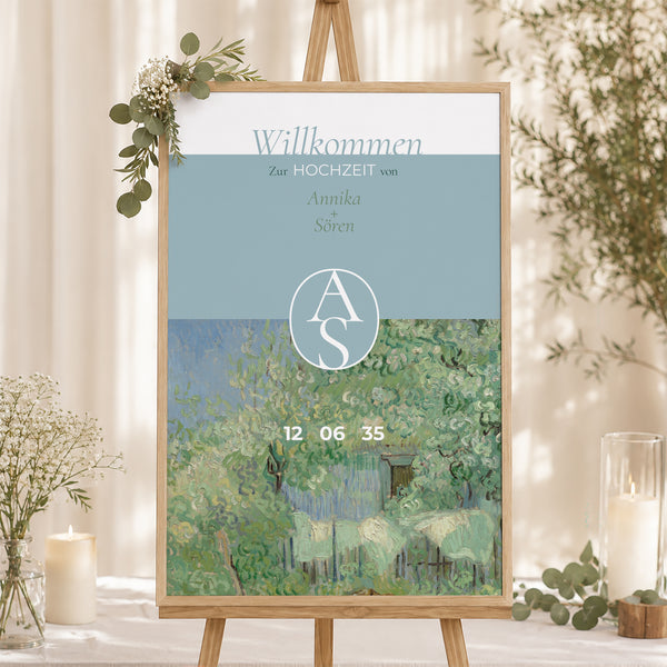 Begrüßungstafel Hochzeit Porträt 60 x 90 cm Die schönen Tage foto