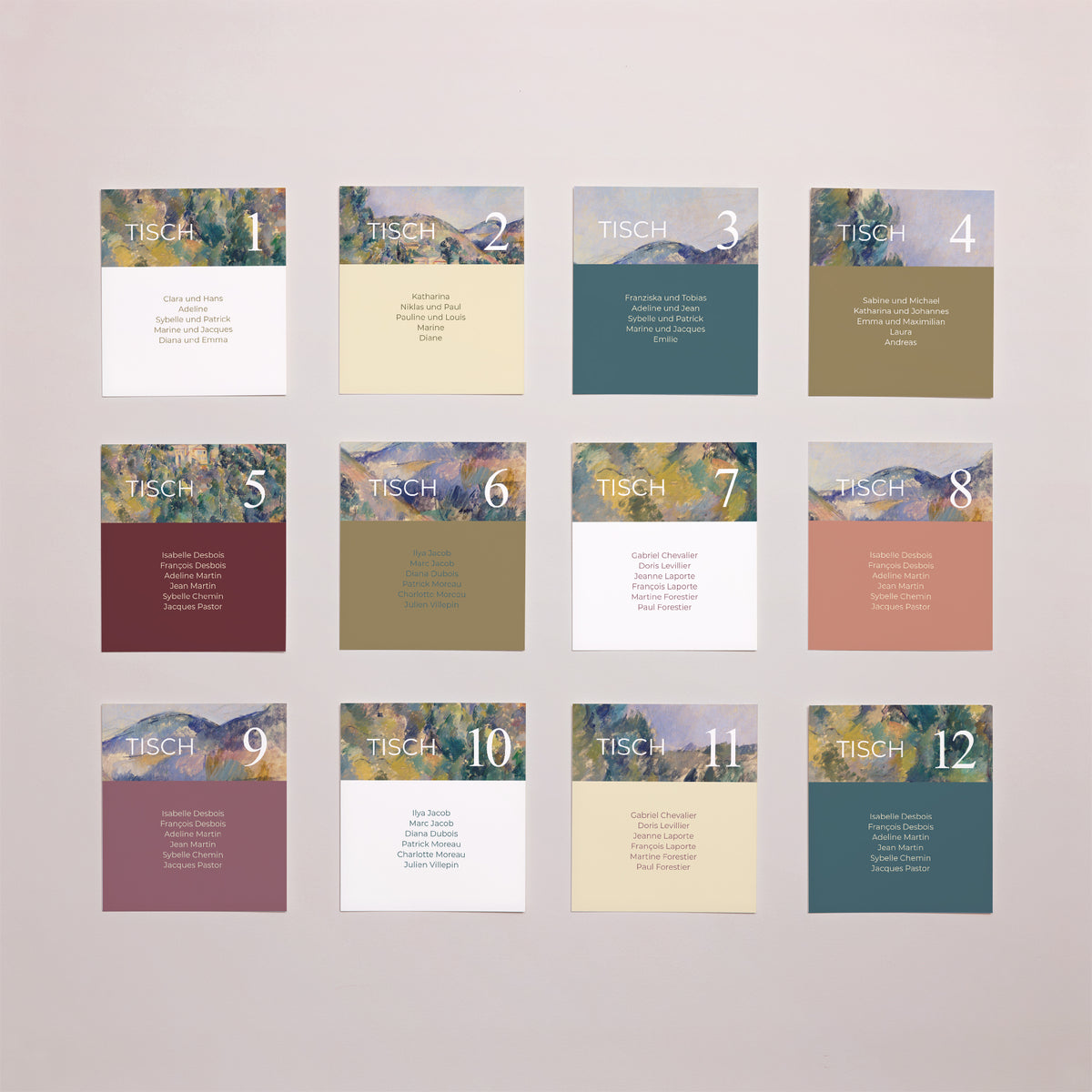 Sitzplan Hochzeit Pack von 12 Sommerlandschaft foto N° 1