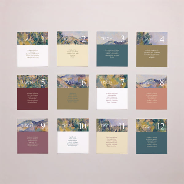 Sitzplan Hochzeit Pack von 12 Sommerlandschaft foto