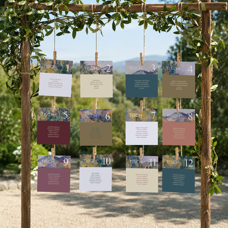 Sitzplan Hochzeit Pack von 12 Sommerlandschaft