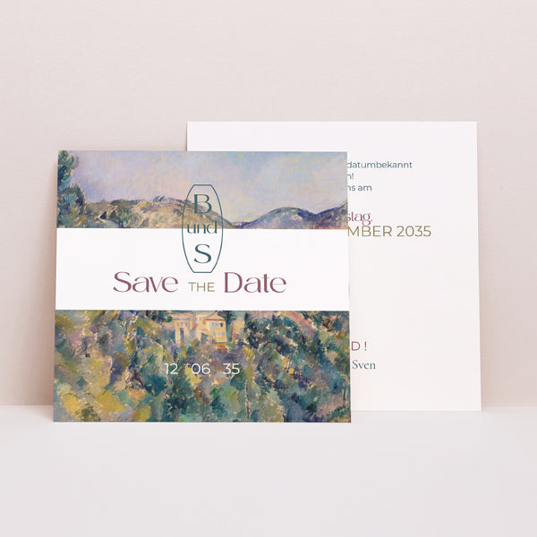 Save the date Karte Hochzeit Quadrat Sommerlandschaft foto