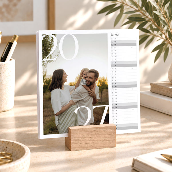 Kalender Weihnachten auf Holzsockel Jahresfunken foto