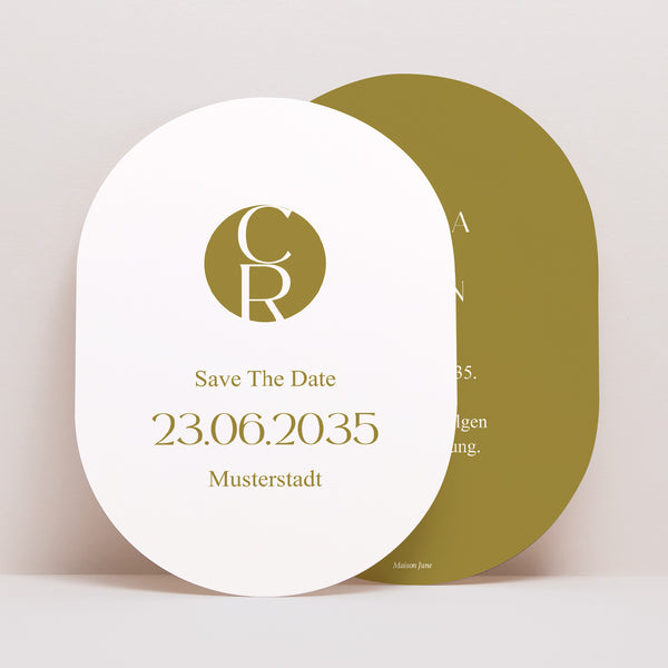 Save the date Karte Hochzeit oval Duo foto