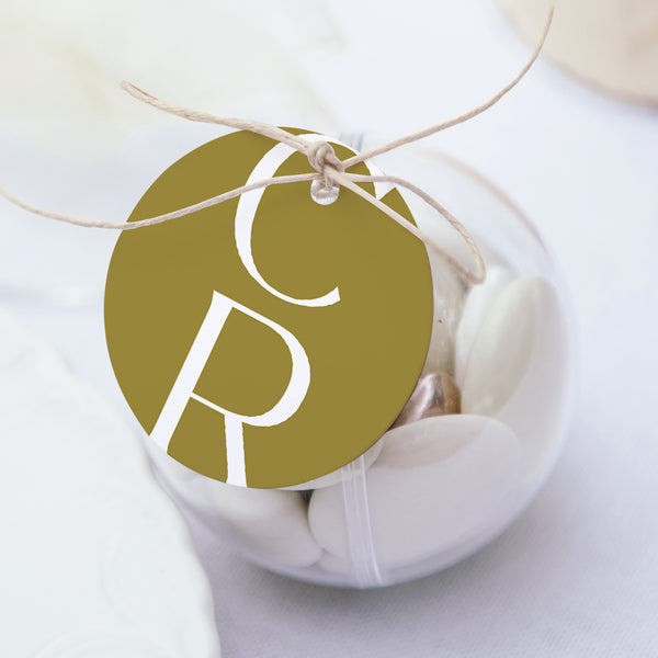 Geschenkbox Hochzeit Kugel mit runder Etikette Duo foto