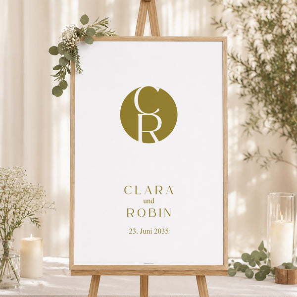 Begrüßungstafel Hochzeit Porträt 60 x 90 cm Duo foto
