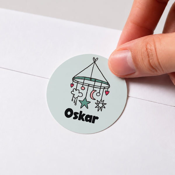 Sticker Geburt Rund Liebe auf Rädern foto