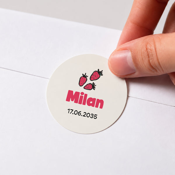 Sticker Geburt Rund Eine Liebe zum Anbeißen foto