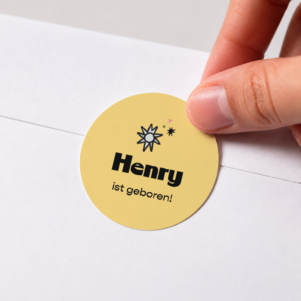Sticker Geburt Rund Kleiner Stern foto