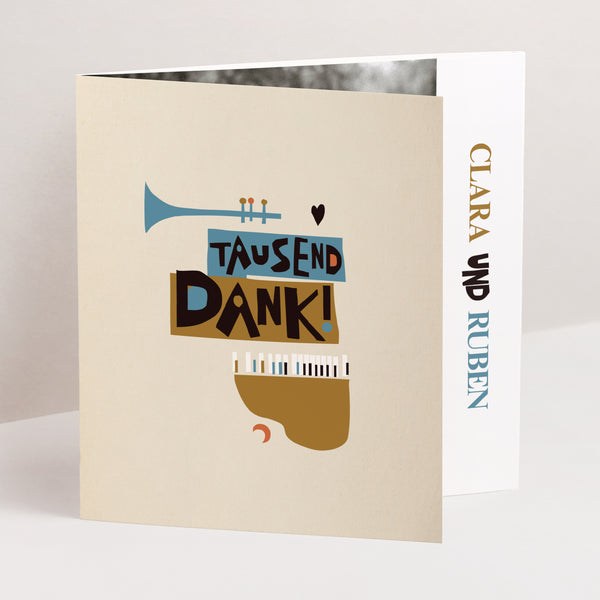 Dankeskarte Hochzeit Asymmetrisches Triptychon Jazzy Lovers foto