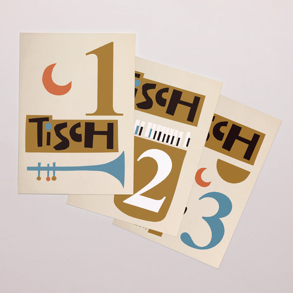 Tischnummern Hochzeit 3er-Set Jazzy Lovers foto