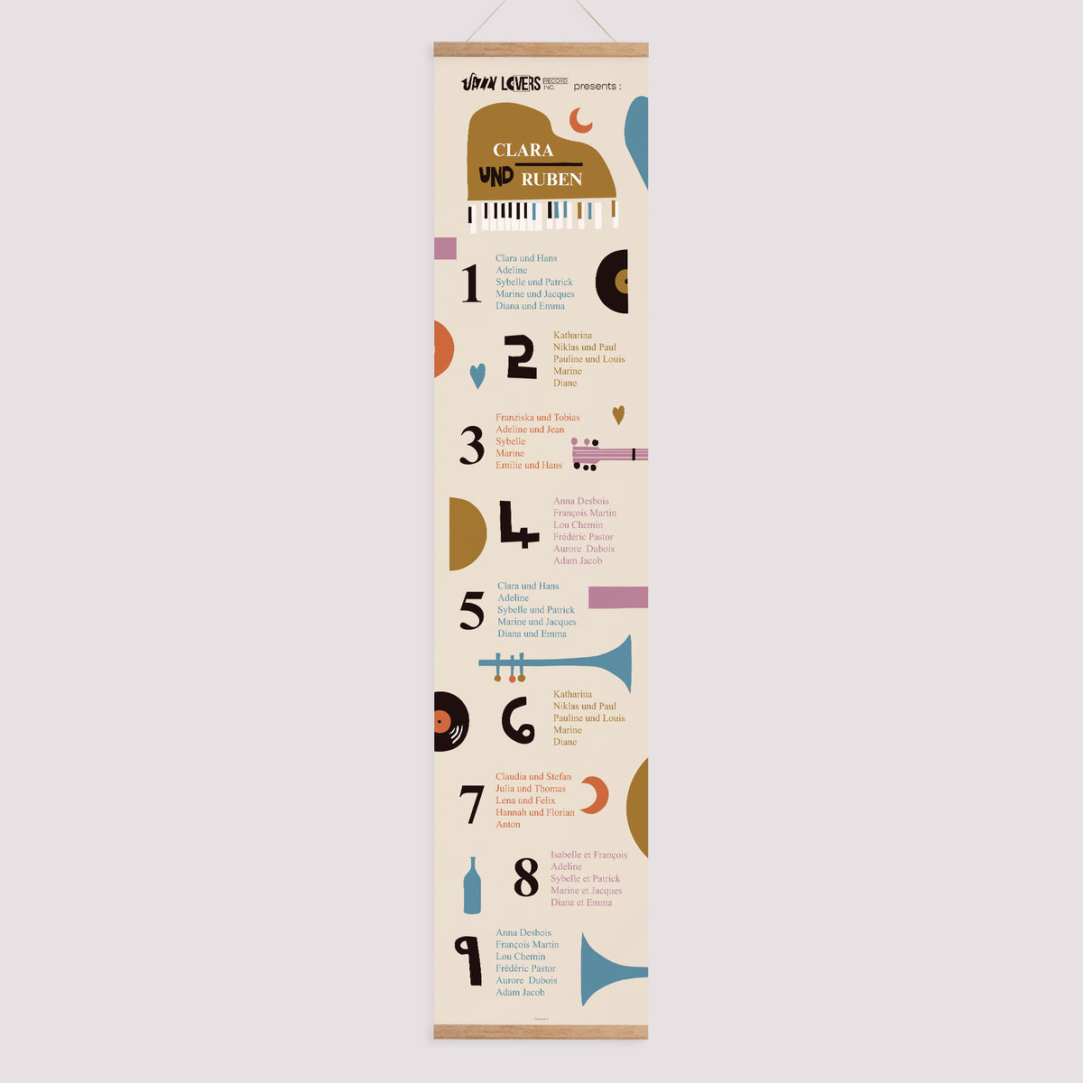 Sitzplan Hochzeit Papier Jazzy Lovers foto N° 1