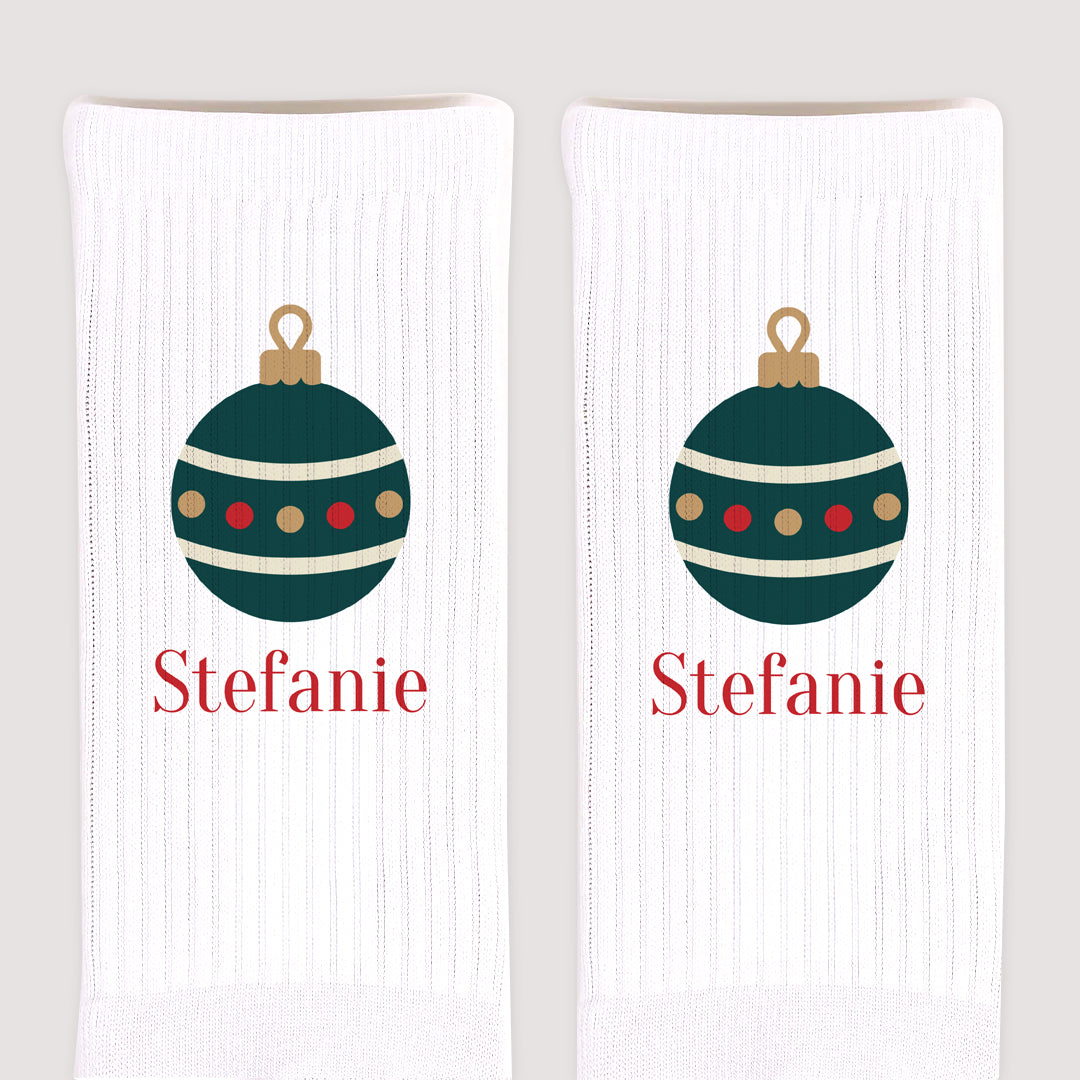 Damensocken Weiße Weihnachtskugel foto N° 3