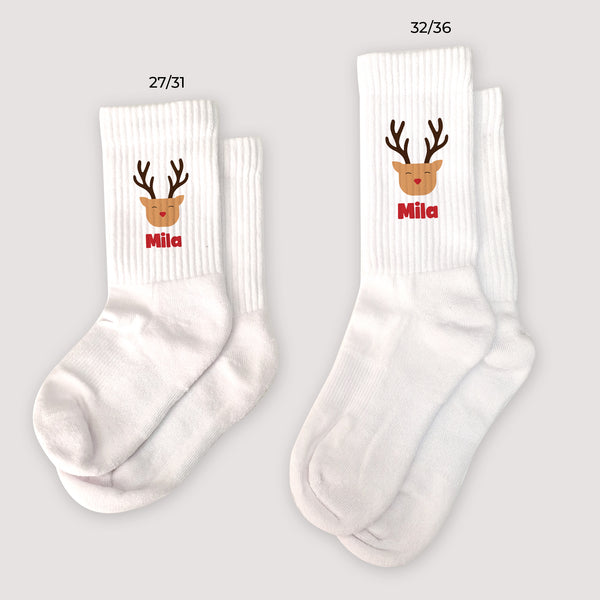 Kindersocken Weiße Schelmisches Rentier foto