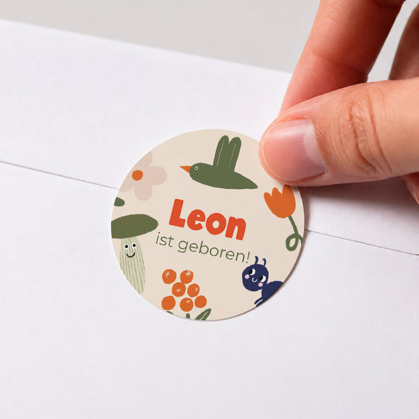 Sticker Geburt Rund Seltsamer Garten foto
