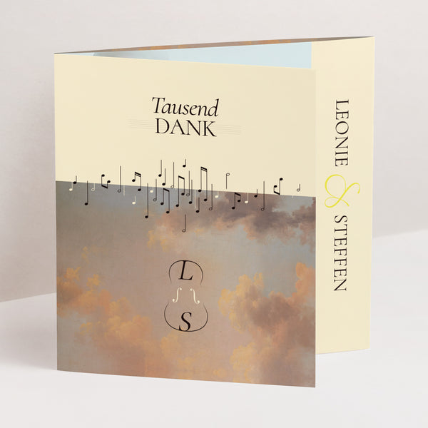 Dankeskarte Hochzeit Asymmetrisches Triptychon Symphonie der Liebe foto