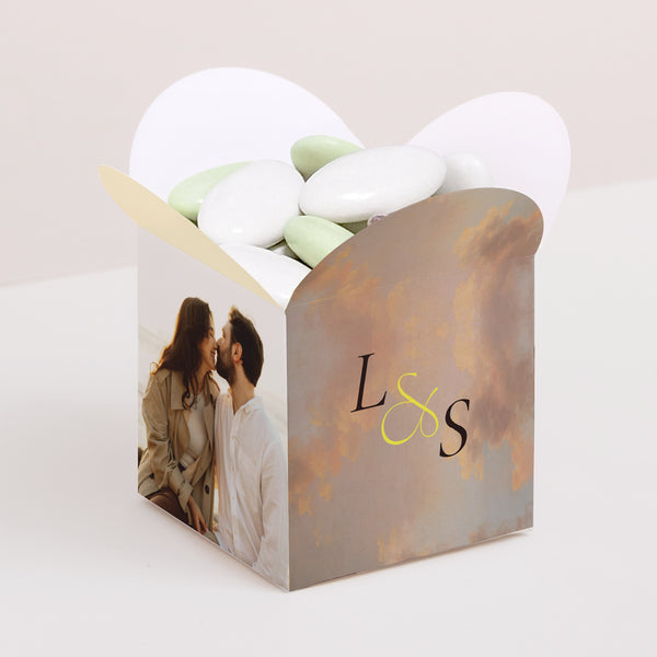 Geschenkbox Hochzeit Schmetterlingsöffnung Symphonie der Liebe foto
