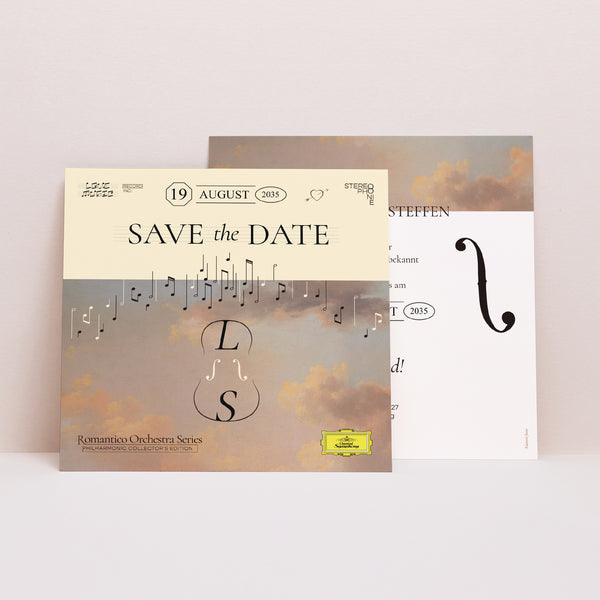 Save the date Karte Hochzeit Quadrat Symphonie der Liebe foto