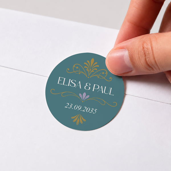 Sticker Hochzeit Rund Floréal foto