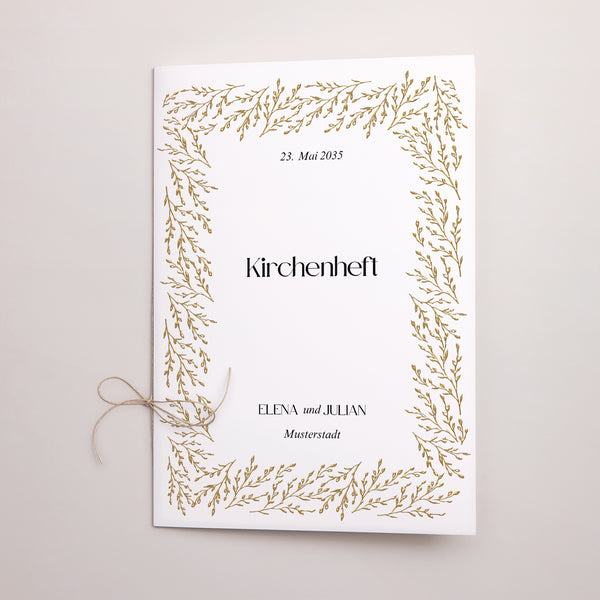 Kirchenheft Hochzeit Doppelflügel Goldene Zweige foto