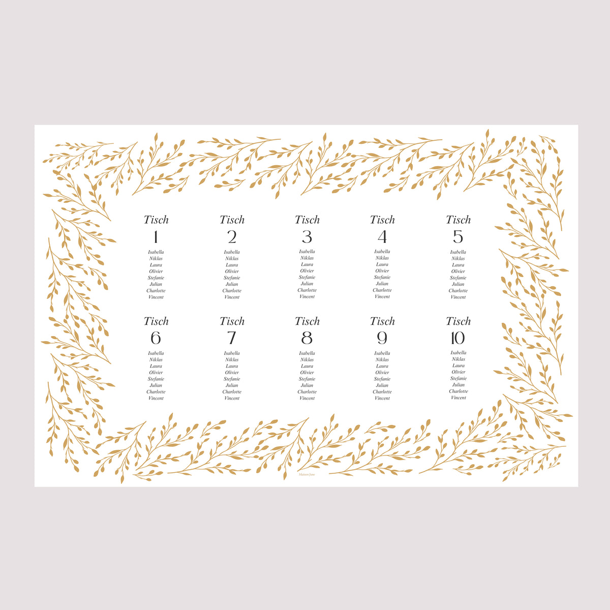 Sitzplan Hochzeit Landschaft 90 x 60 cm Goldene Zweige foto N° 2