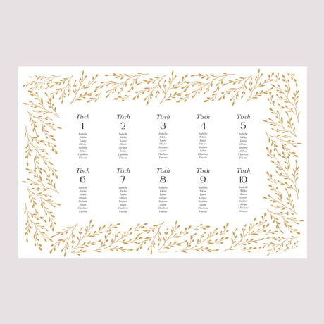 Sitzplan Hochzeit Landschaft 90 x 60 cm Goldene Zweige
