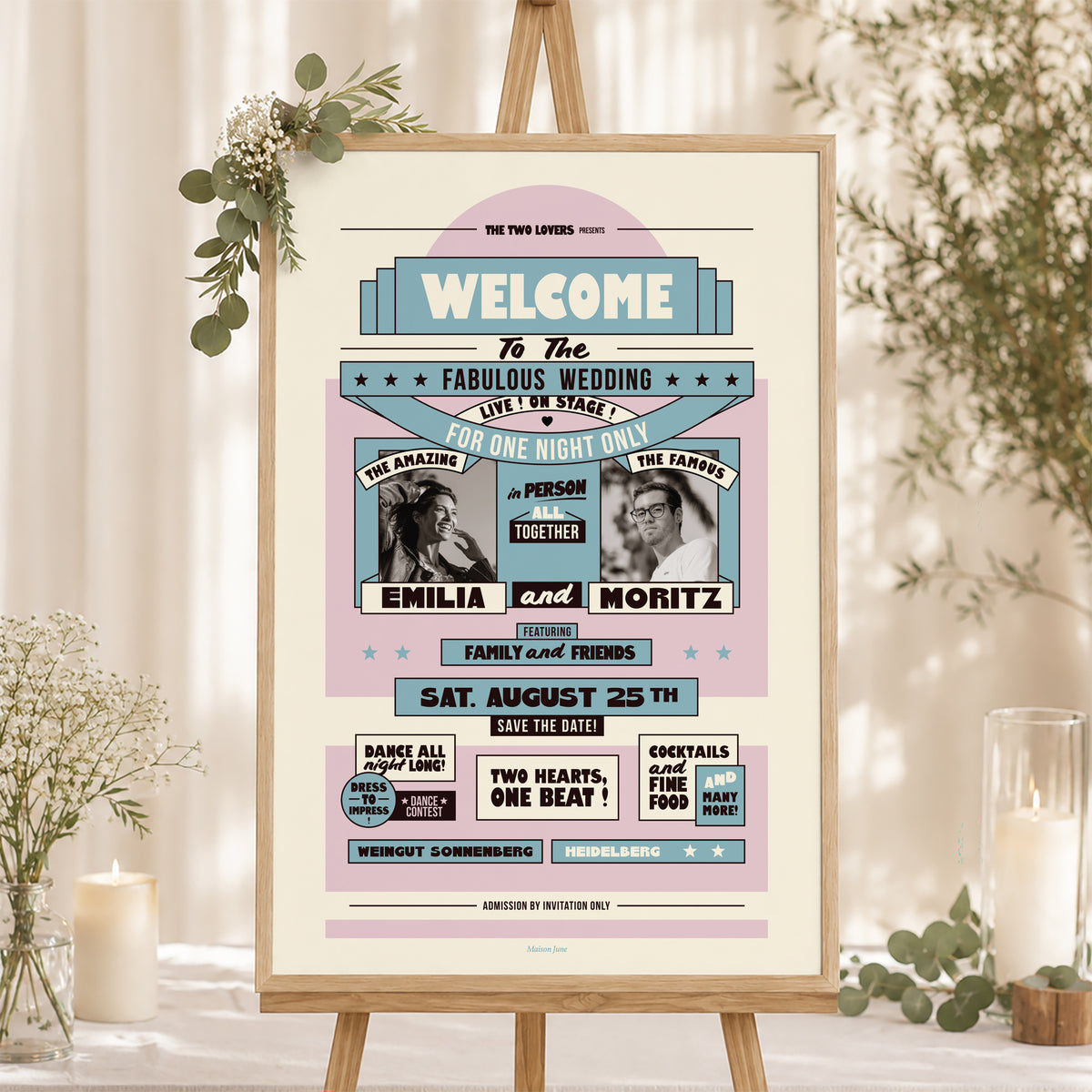Begrüßungstafel Hochzeit Porträt 60 x 90 cm Die Hochzeitsshow foto N° 1