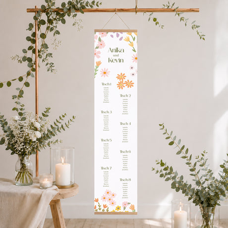 Sitzplan Hochzeit Papier Liebe in Blüte