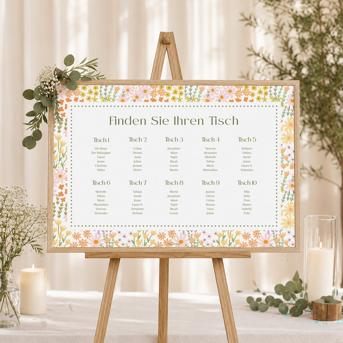 Sitzplan Hochzeit Landschaft 90 x 60 cm Liebe in Blüte foto N° 1