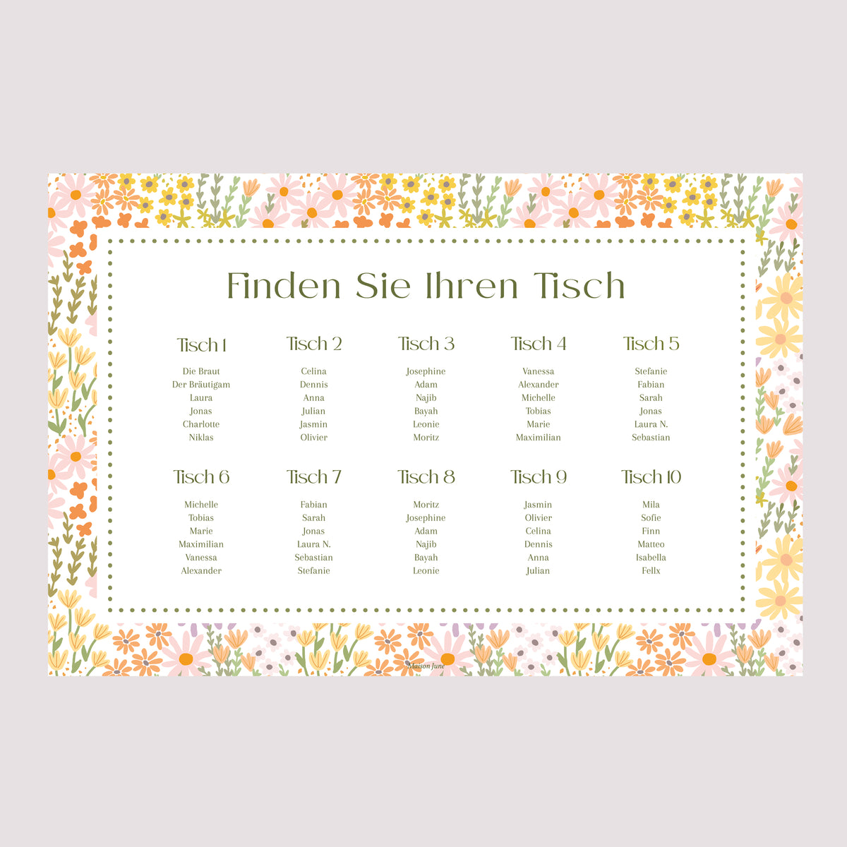 Sitzplan Hochzeit Landschaft 90 x 60 cm Liebe in Blüte foto N° 2
