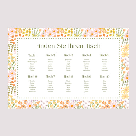Sitzplan Hochzeit Landschaft 90 x 60 cm Liebe in Blüte