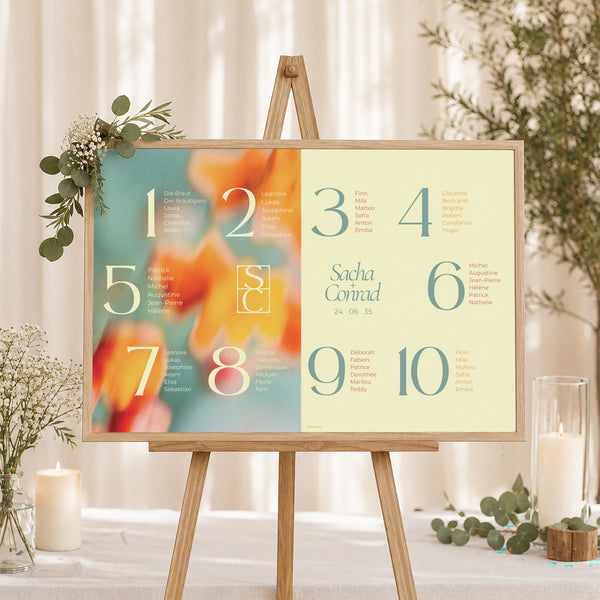 Sitzplan Hochzeit Landschaft 90 x 60 cm Sonnenwende foto