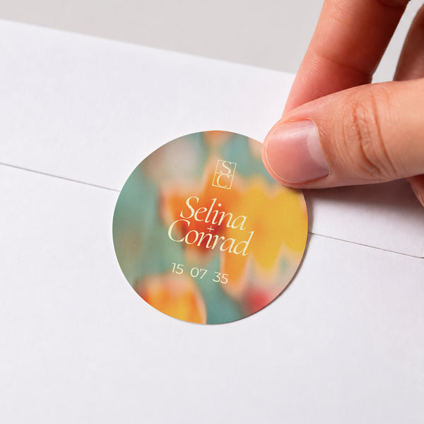 Sticker Hochzeit Rund Sonnenwende foto